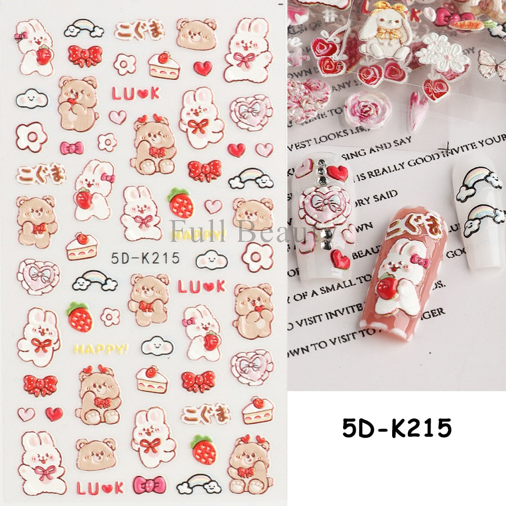 5D Nail Stickers Flowers