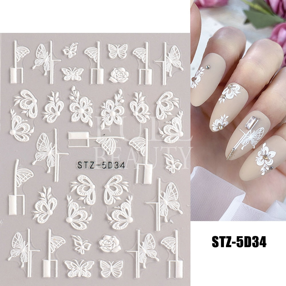 5D Nail Stickers Flowers