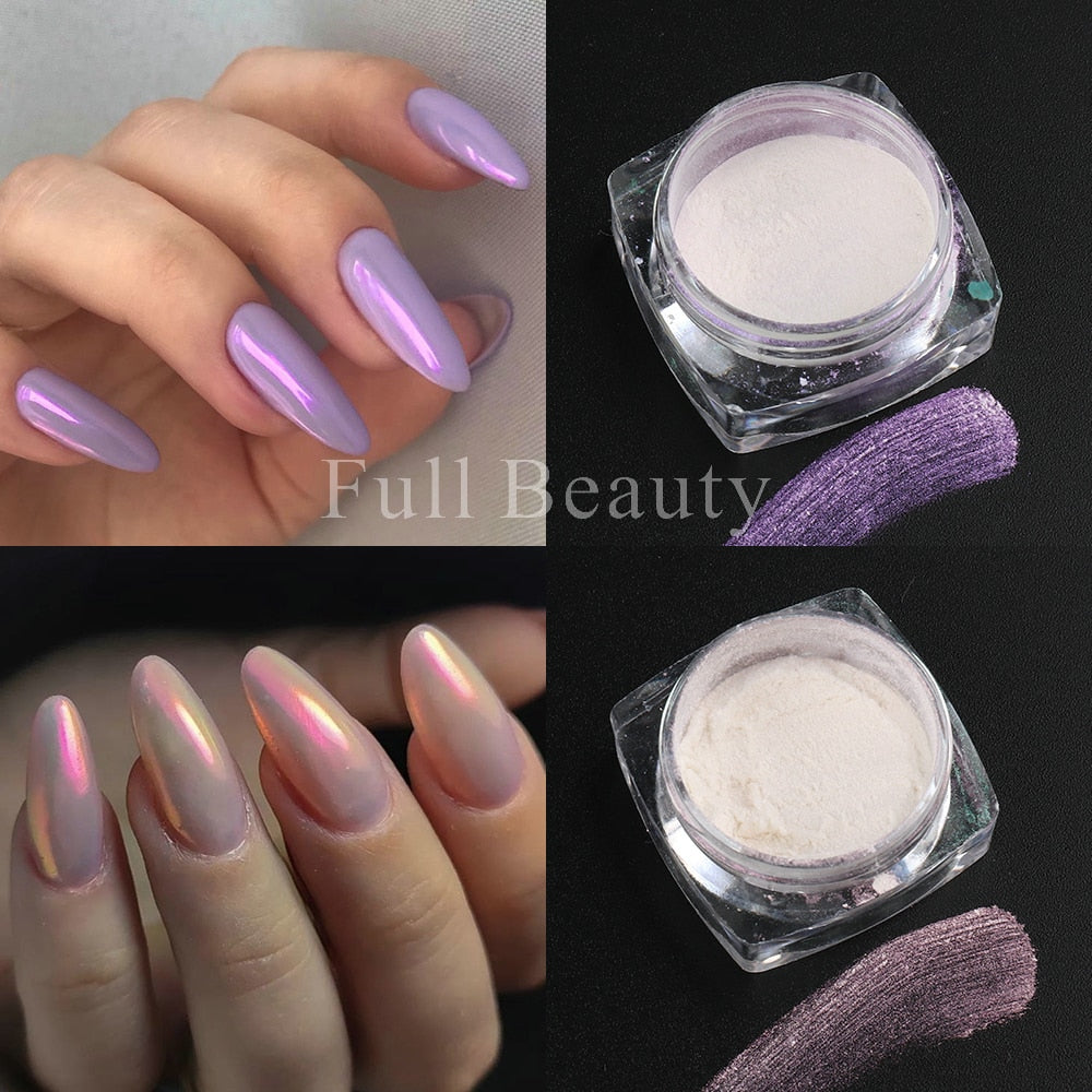 White Chrome Pearl Nail Powder