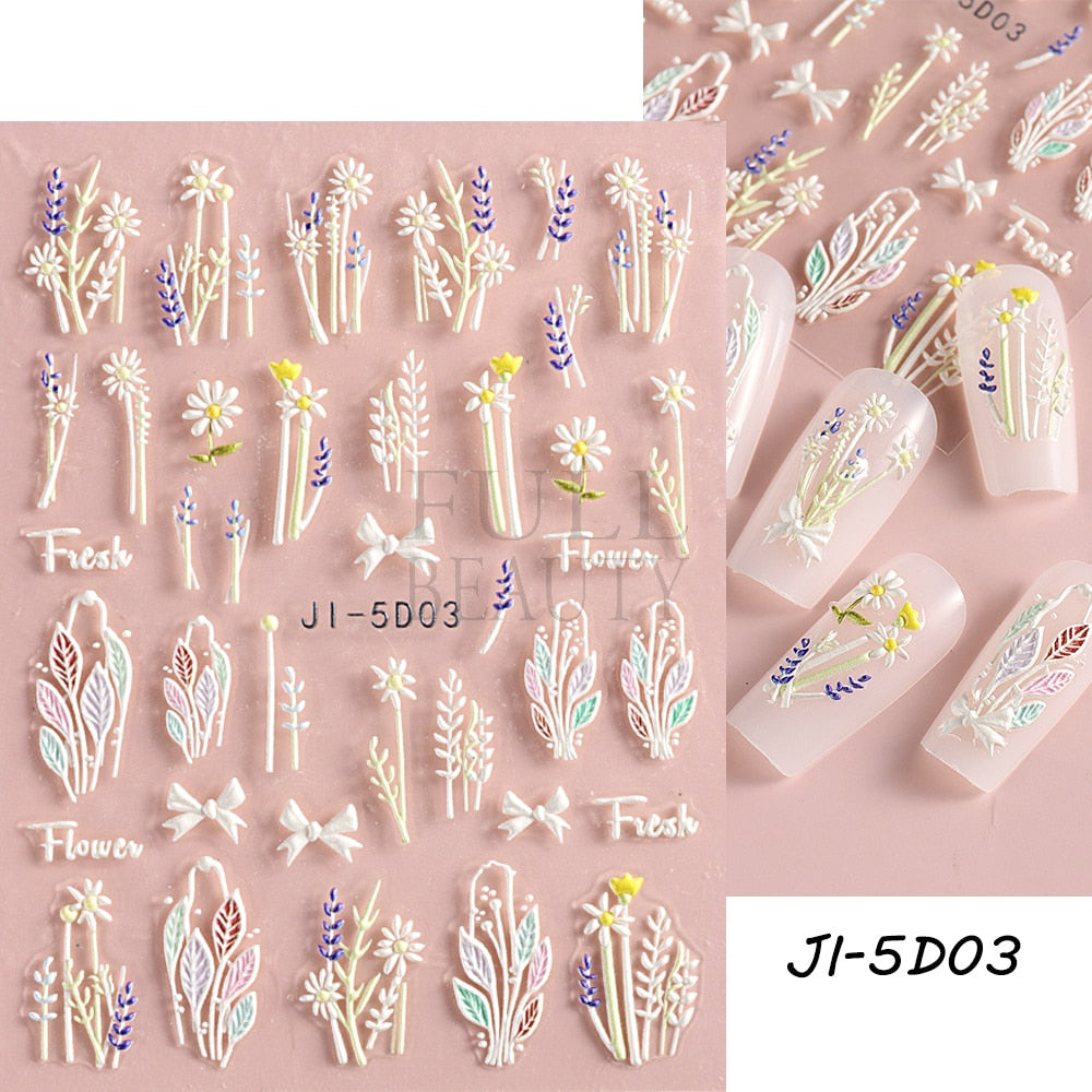 5D Nail Stickers Flowers