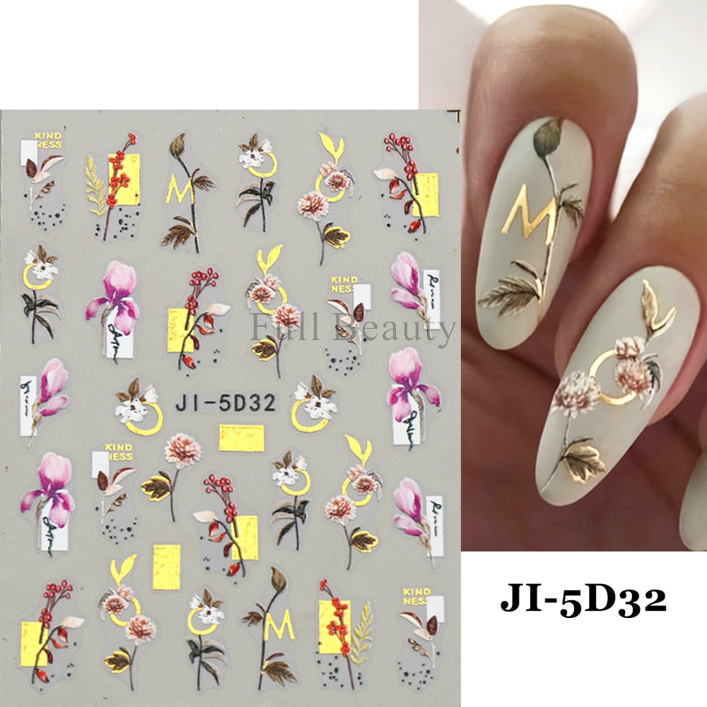 5D Nail Stickers Flowers