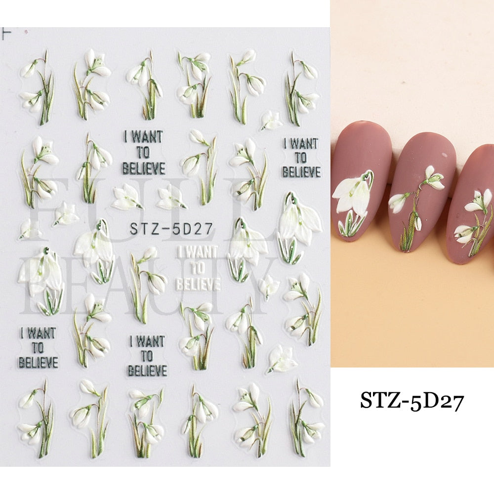 5D Nail Stickers Flowers