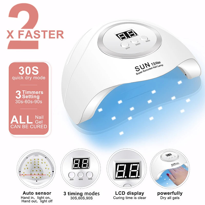 LED Lamp Nail Dryer Semi Permanent Gel Varnish Set
