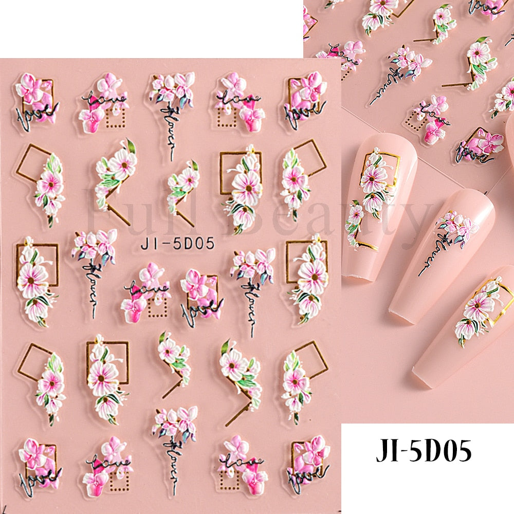 5D Nail Stickers Flowers