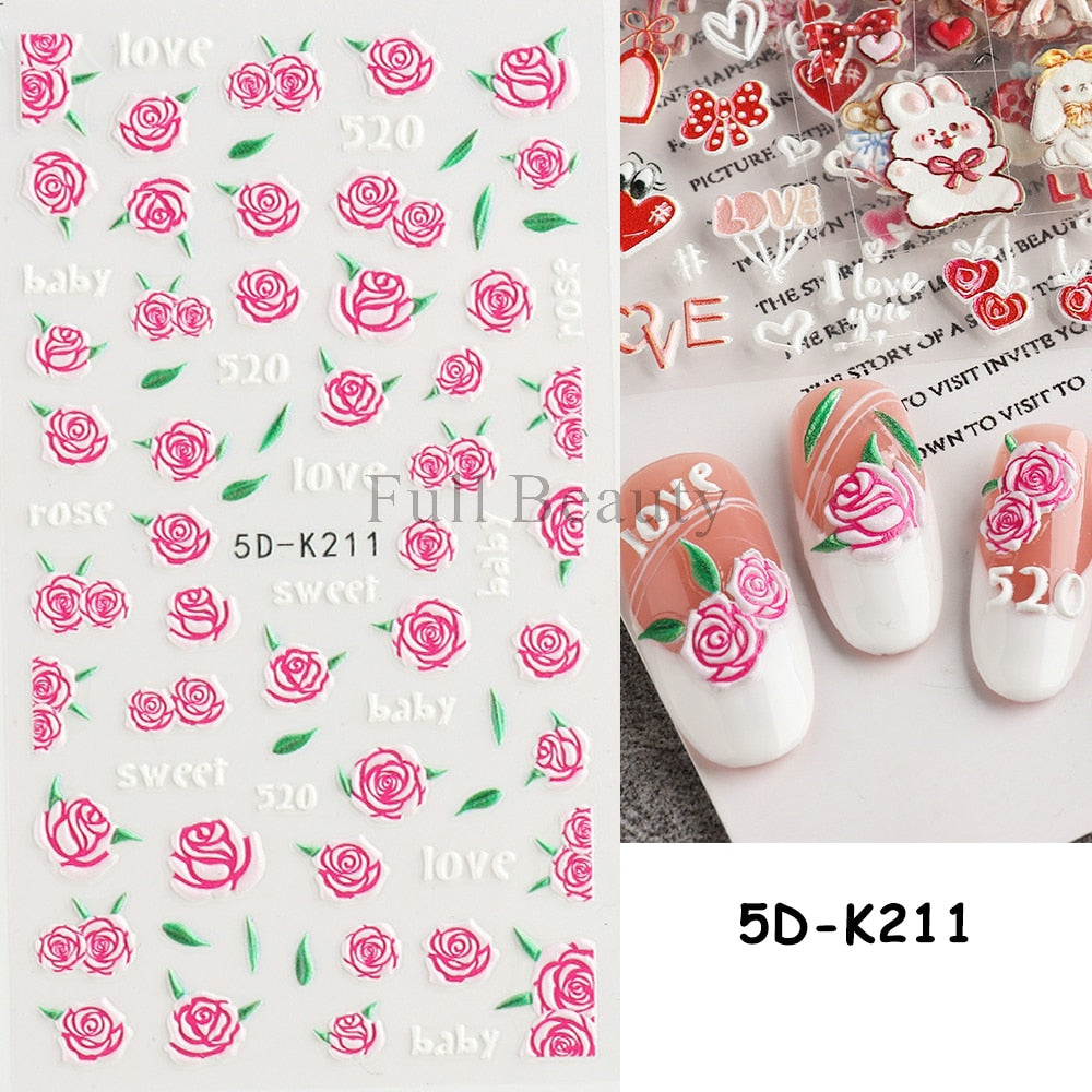 5D Nail Stickers Flowers