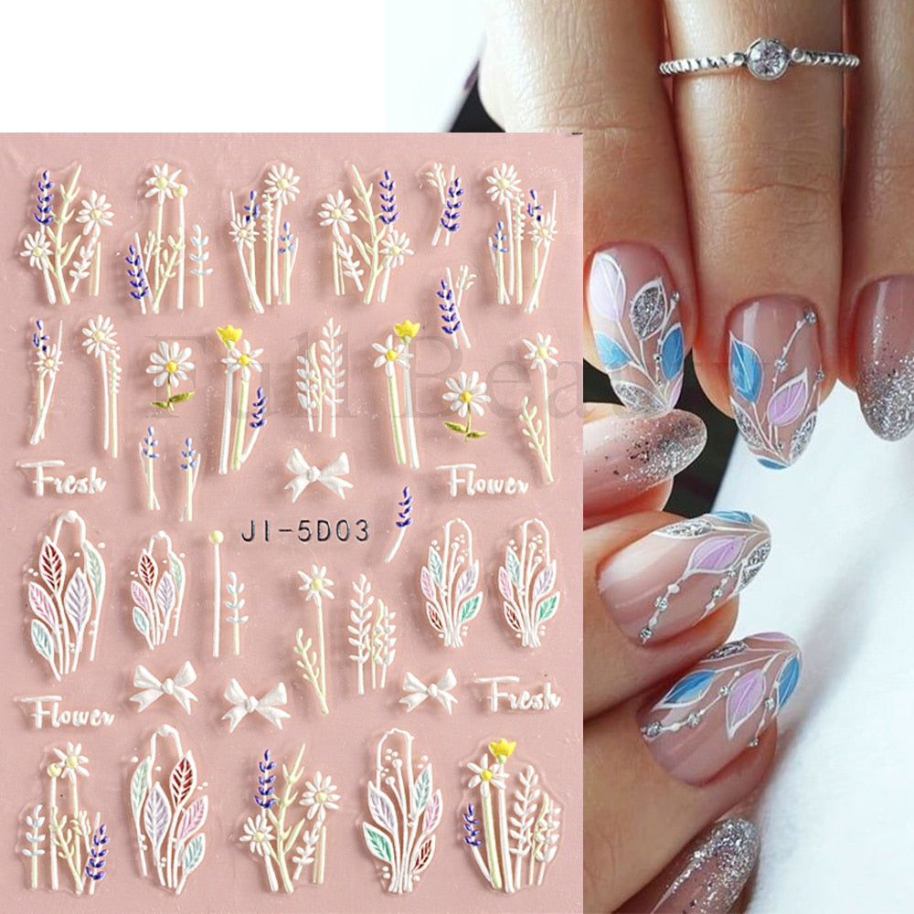 5D Nail Stickers Flowers