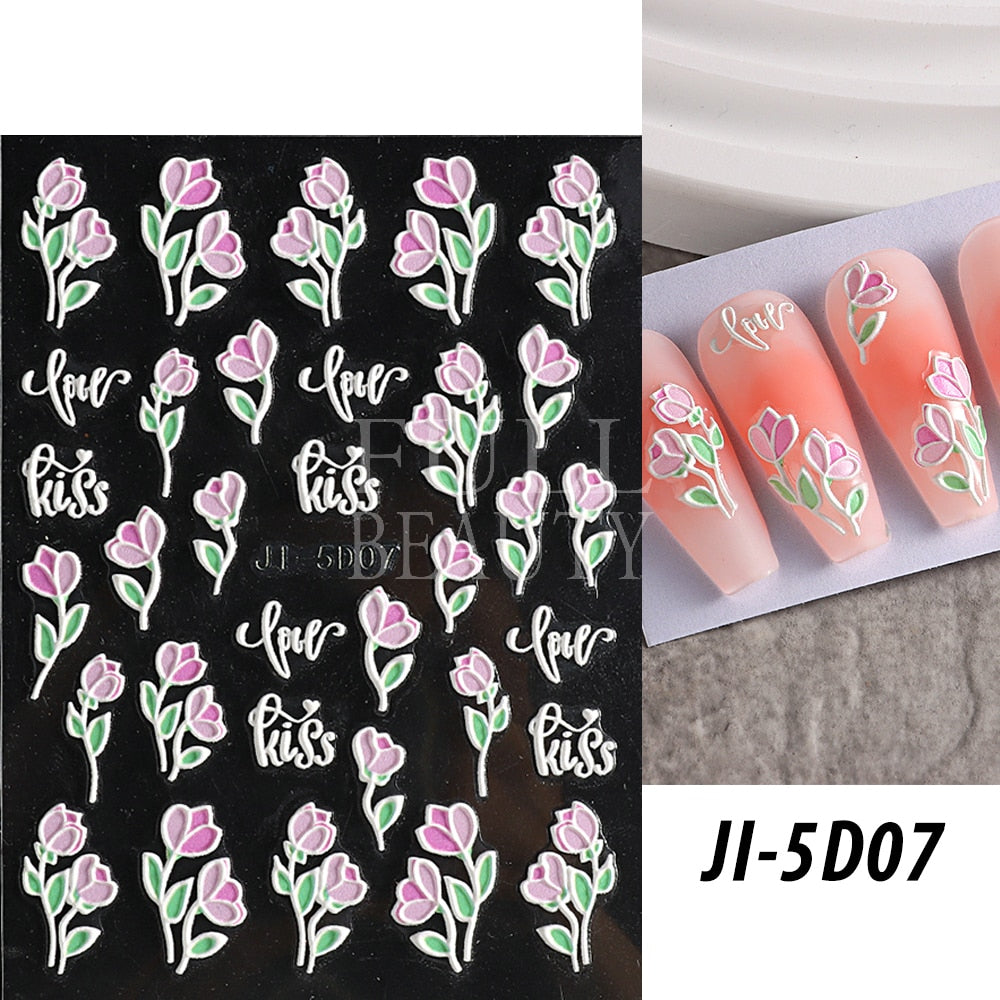 5D Nail Stickers Flowers