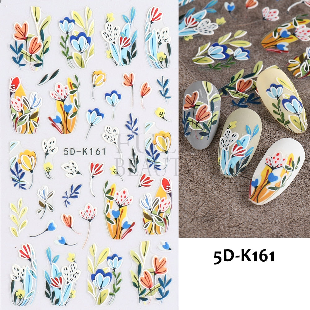 5D Nail Stickers Flowers