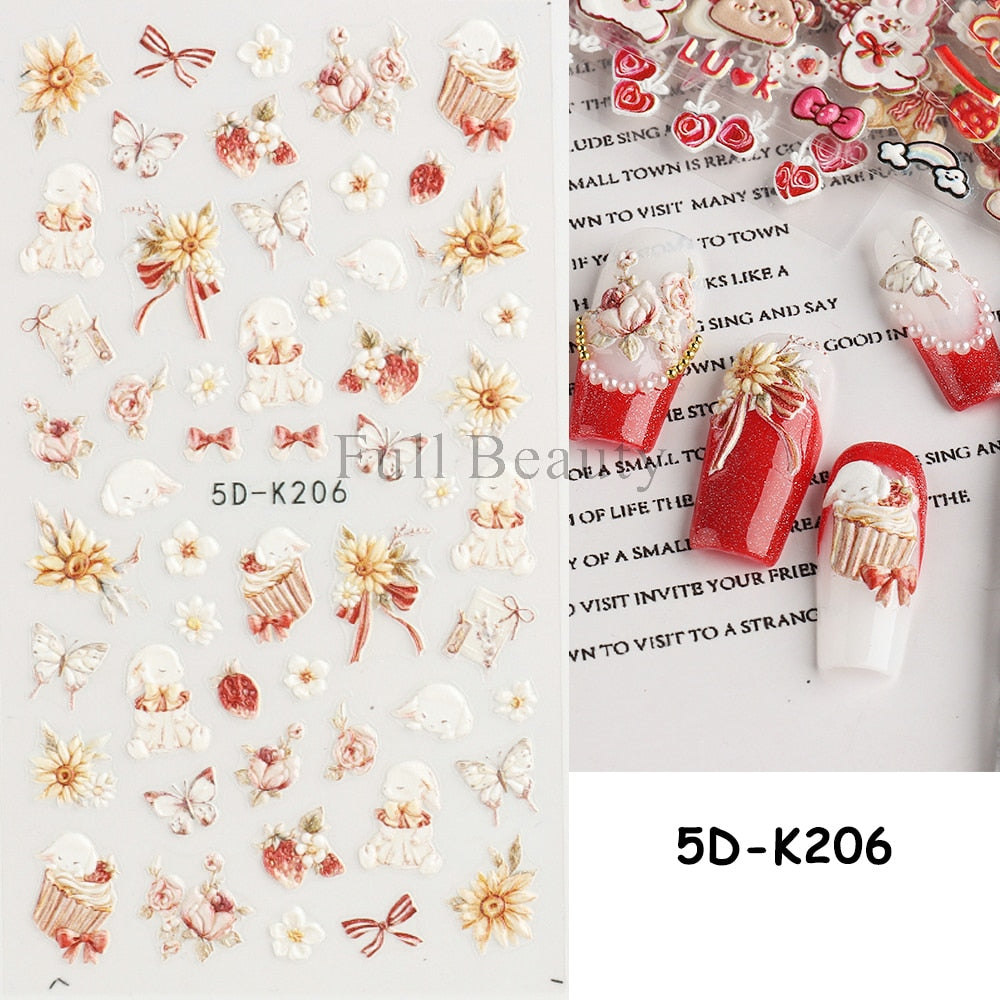 5D Nail Stickers Flowers