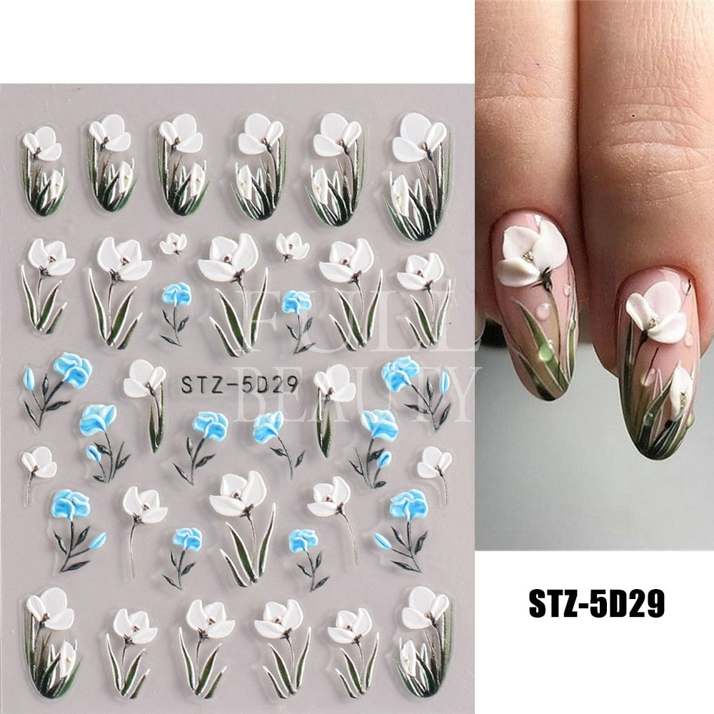 5D Nail Stickers Flowers