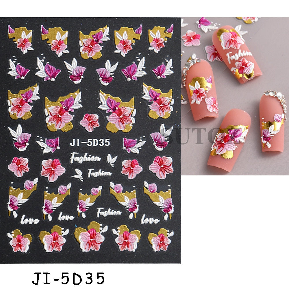 5D Nail Stickers Flowers