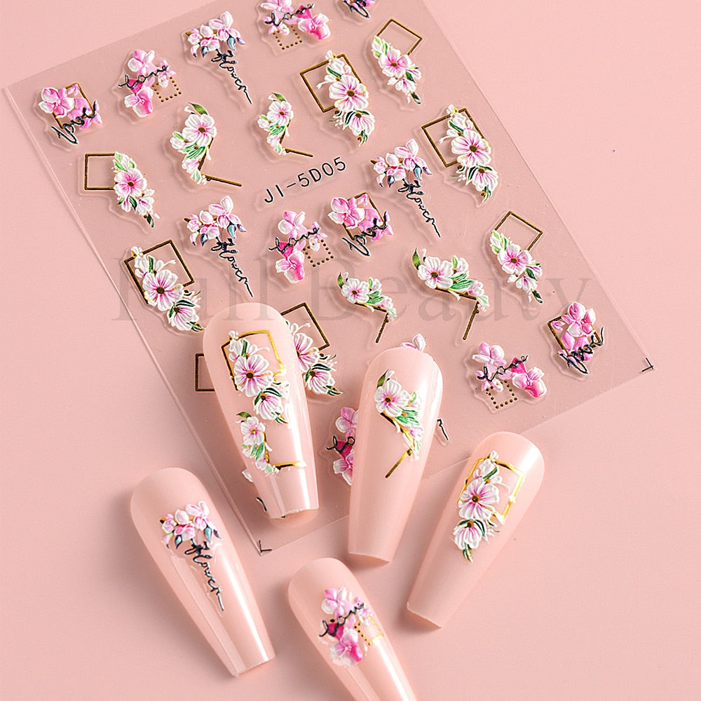 5D Nail Stickers Flowers