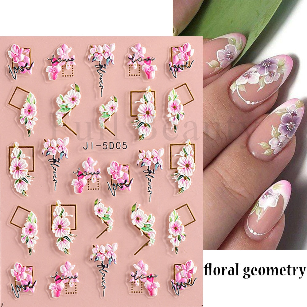 5D Nail Stickers Flowers