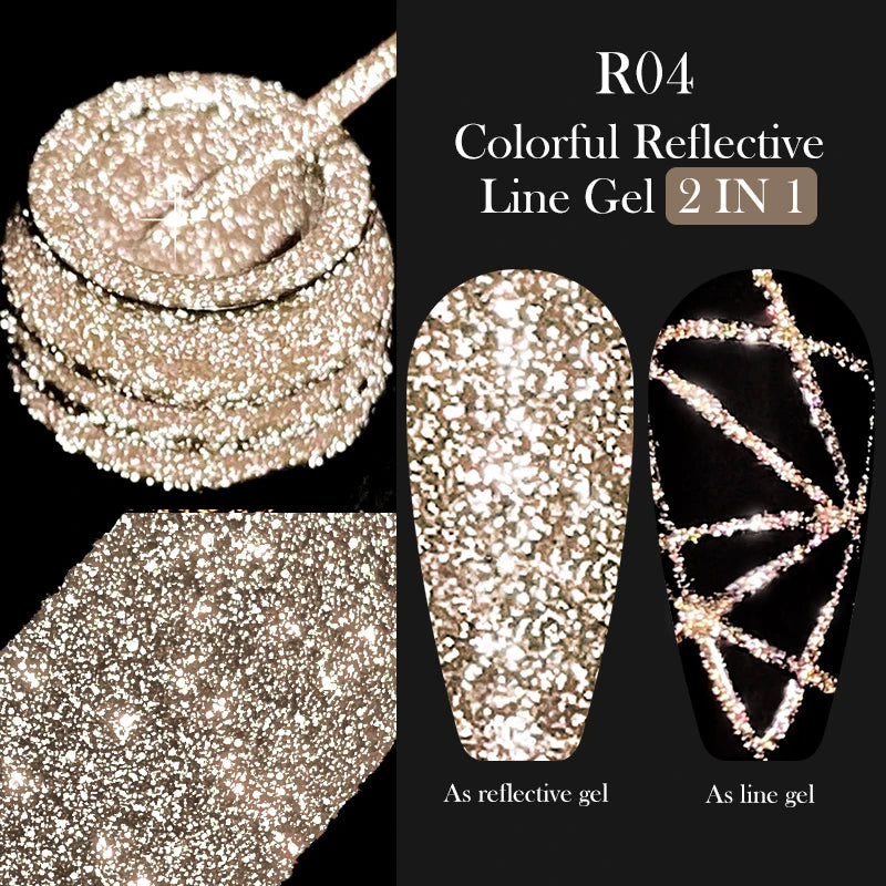 Gold Reflective Glitter Liner Gel Nail Polish