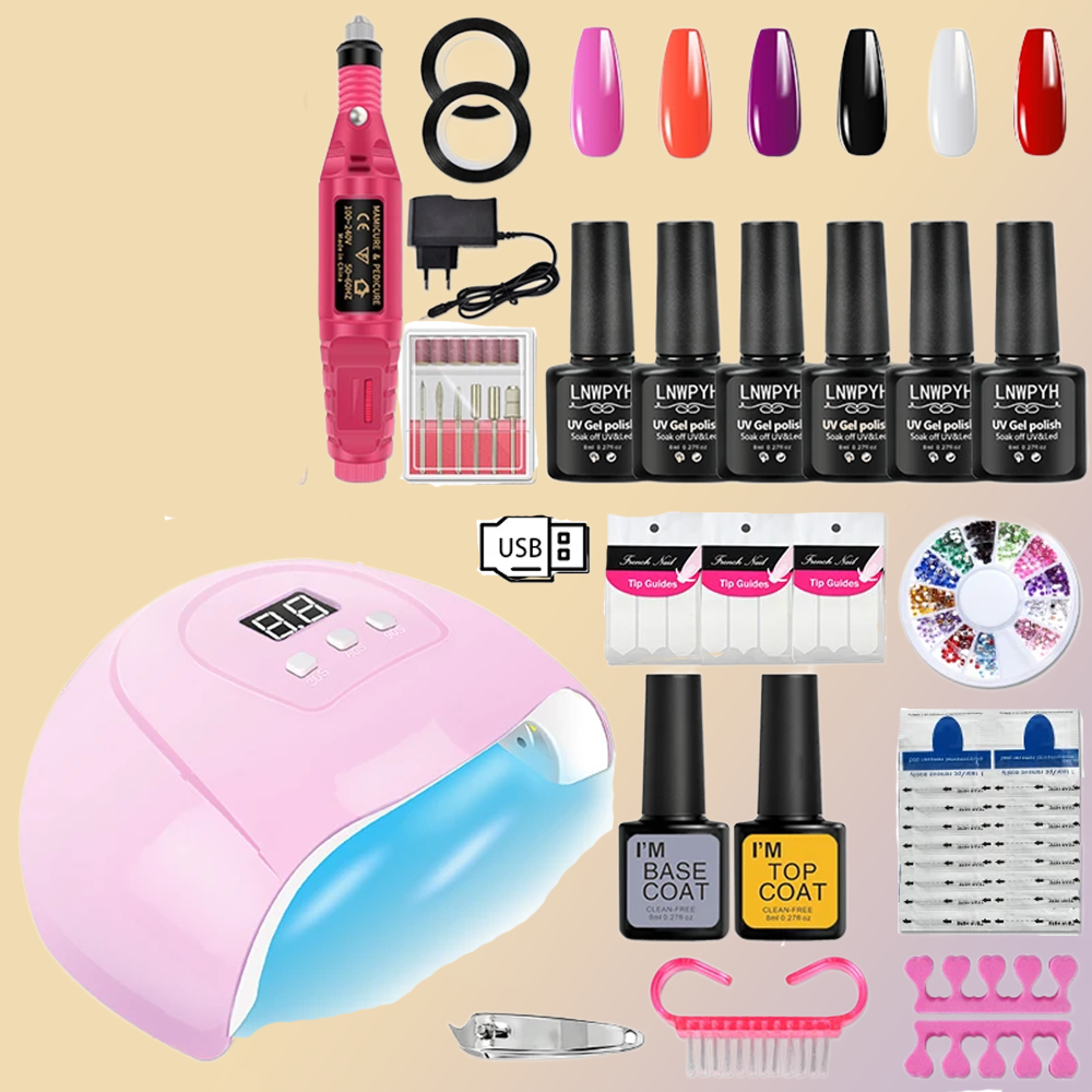LED Nail Lamp Dryer Color Gel Polish Kit