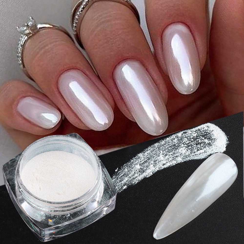 White Chrome Pearl Nail Powder